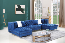 Load image into Gallery viewer, Prada Blue Velvet Double Chaise Sectional