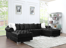 Load image into Gallery viewer, Kim Black Velvet Double Chaise Sectional
