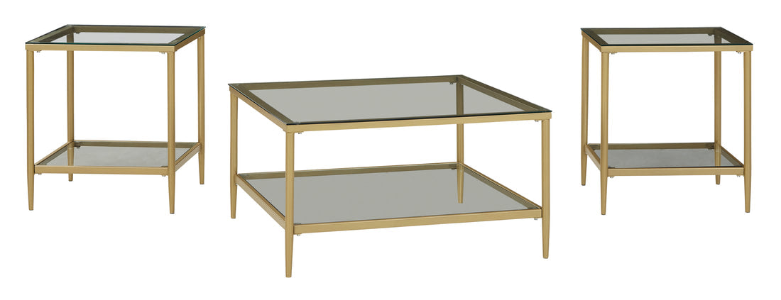 Zerika Gold Finish Coffee Table Set (Set of 3)T024-13