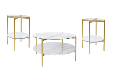Wynora White/Gold 3pc Coffee Table Set T192-8