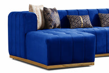 Load image into Gallery viewer, Siesta Blue Velvet Double Chase Sectional