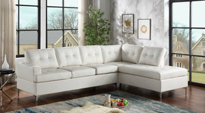 Vintage White Faux Leather Sectional