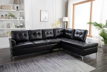 Load image into Gallery viewer, Vintage Black Faux Leather Sectional