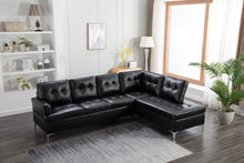 Load image into Gallery viewer, Vintage Black Faux Leather Sectional