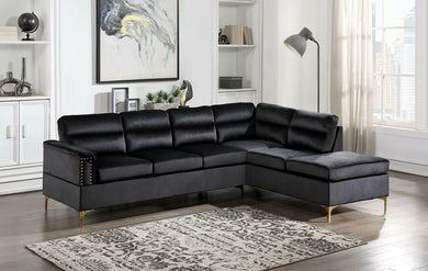 Vogue Black Velvet Sectional Sofa