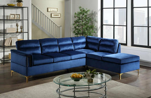 Vogue Blue Velvet Sectional Sofa