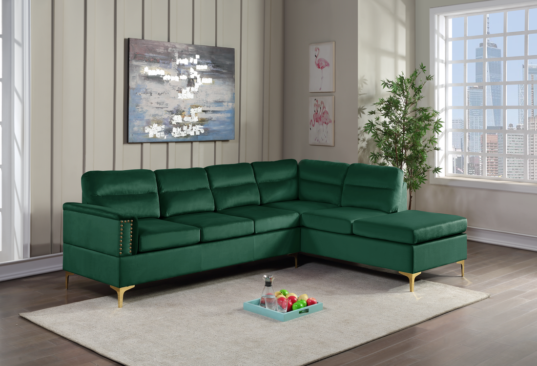 Vogue Green Velvet Sectional Sofa
