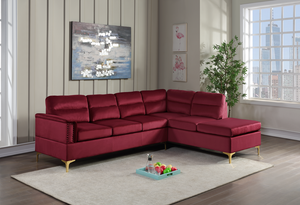 Vogue Red Velvet Sectional Sofa