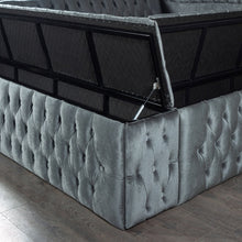 Load image into Gallery viewer, Pandora Gray Velvet Queen Storage Platform Bed